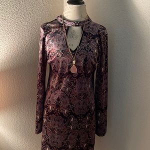 Multi color boho dress, crushed velvet style.